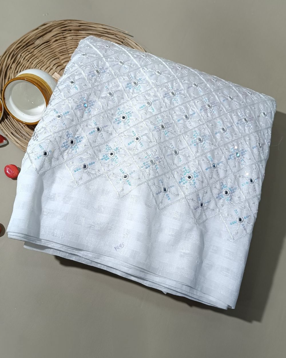 Dyeable Chanderi Work White Colour 45 Inches Width