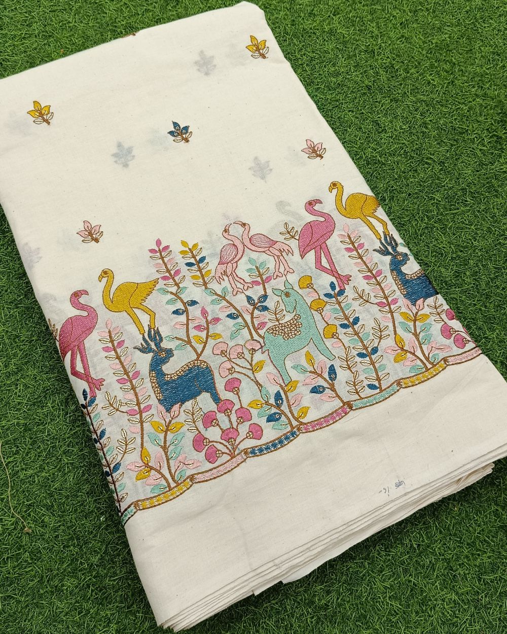 Kora Cotton Border Work Multicolor 45 Inches Width