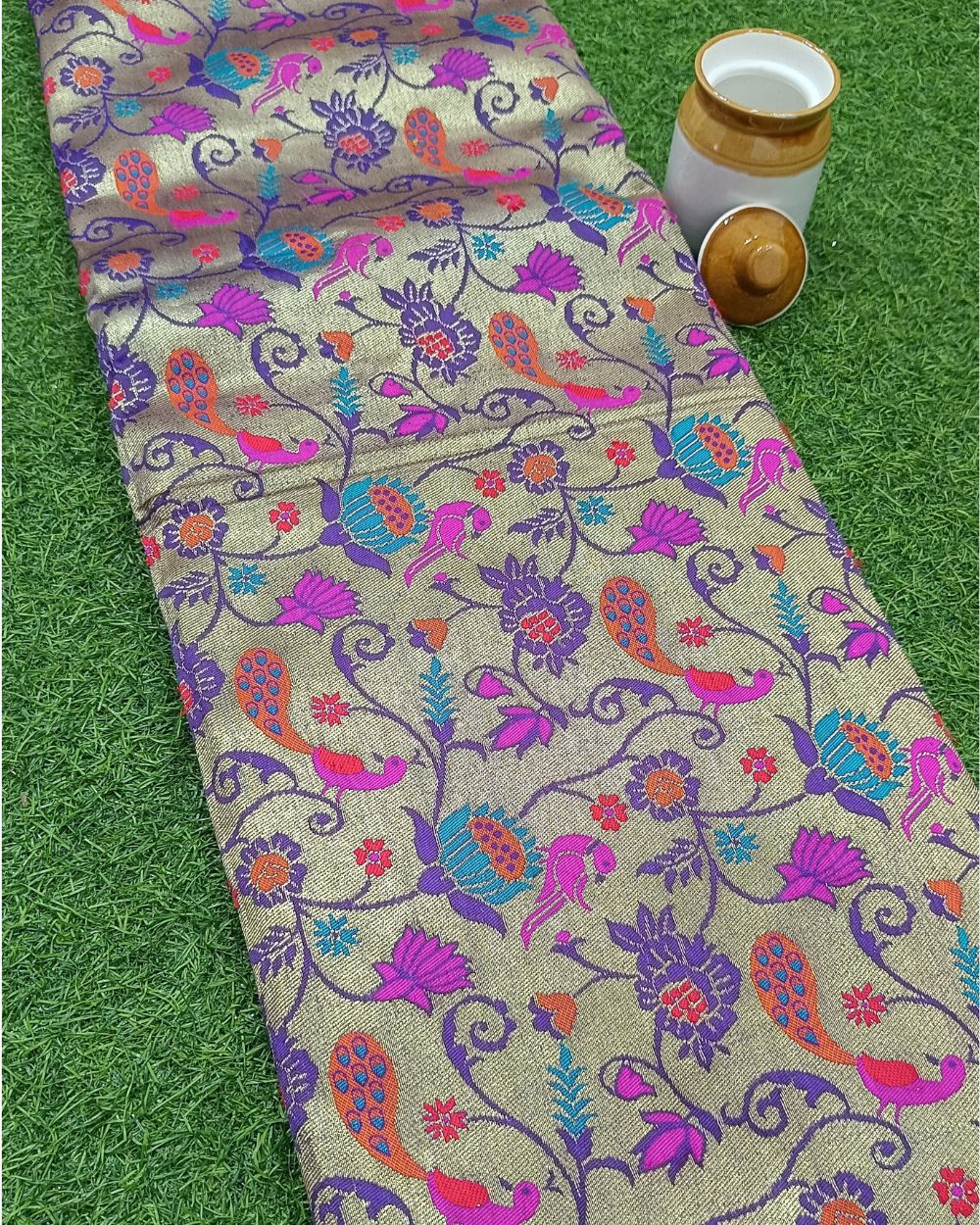 Jacquard Brocade Paithani Multicolor 44 Inches Width