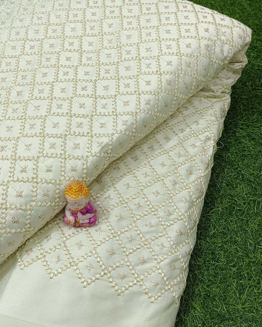 Malai Silk Work Light Lemon Yellow Colour 42 Inches Width