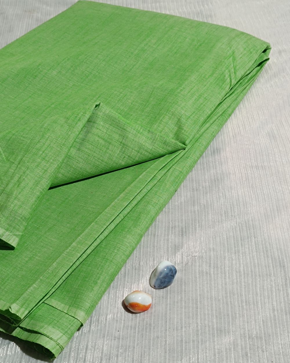 Plain Khadi Cotton Fabric Pistachio Green Colour 45 Inches Width