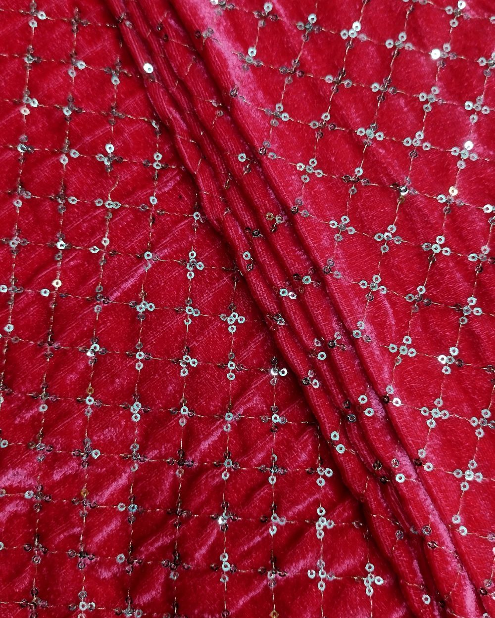 Velvet Work Peach Pink Colour 43 Inches Width