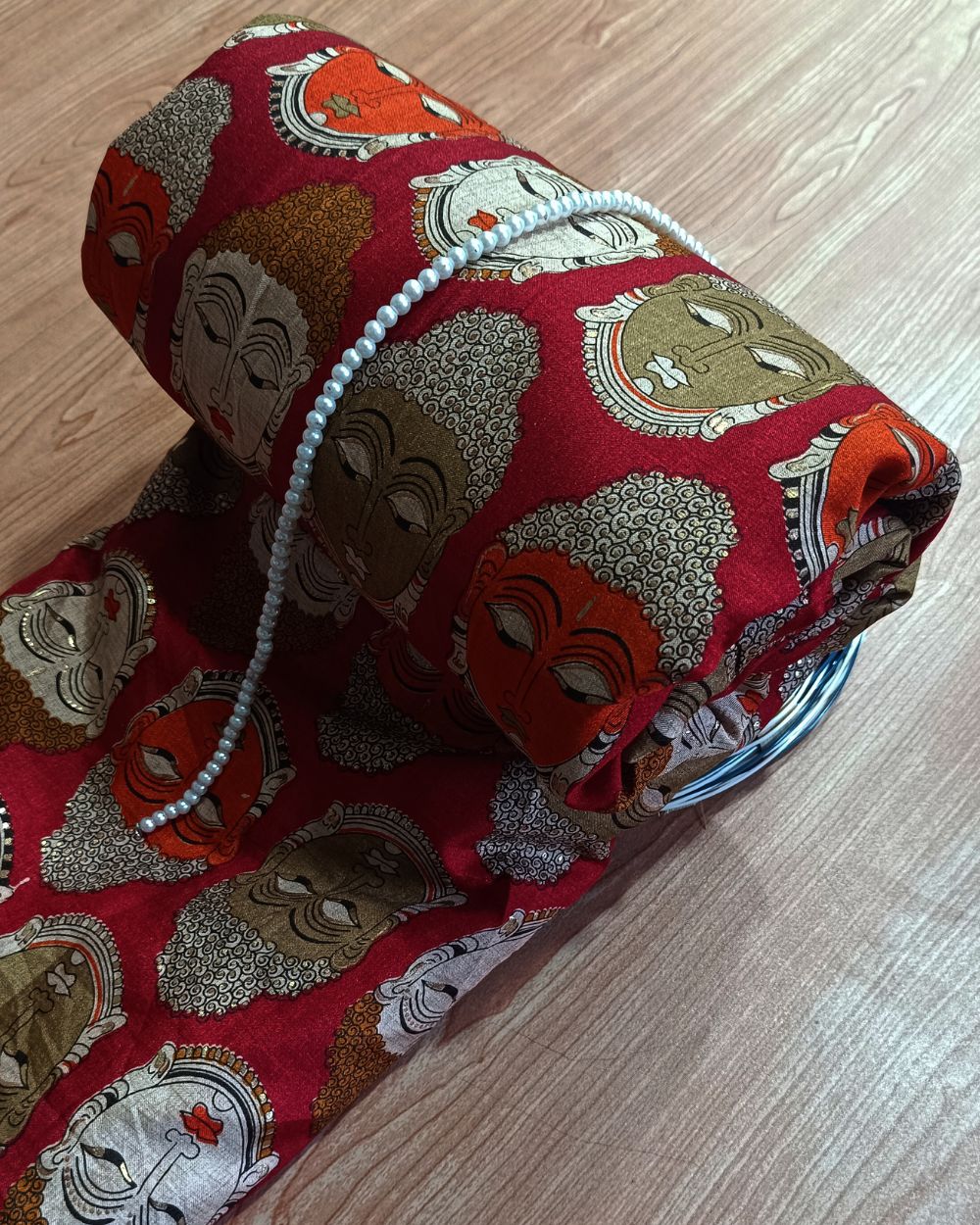 Printed Foil Art Silk Red Colour 42 Inches Width