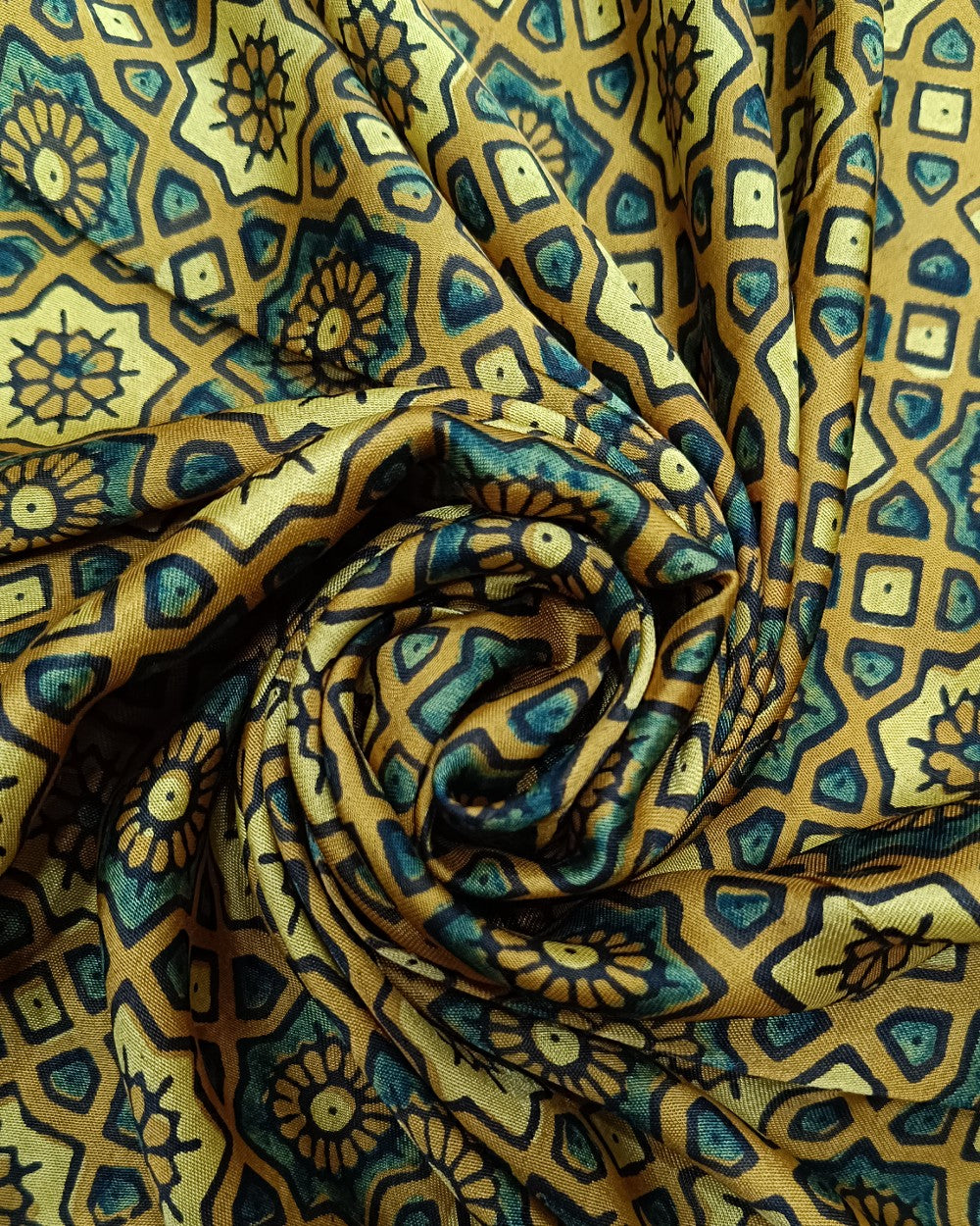 Printed Gajji Silk Mustard Colour 46 Inches Width