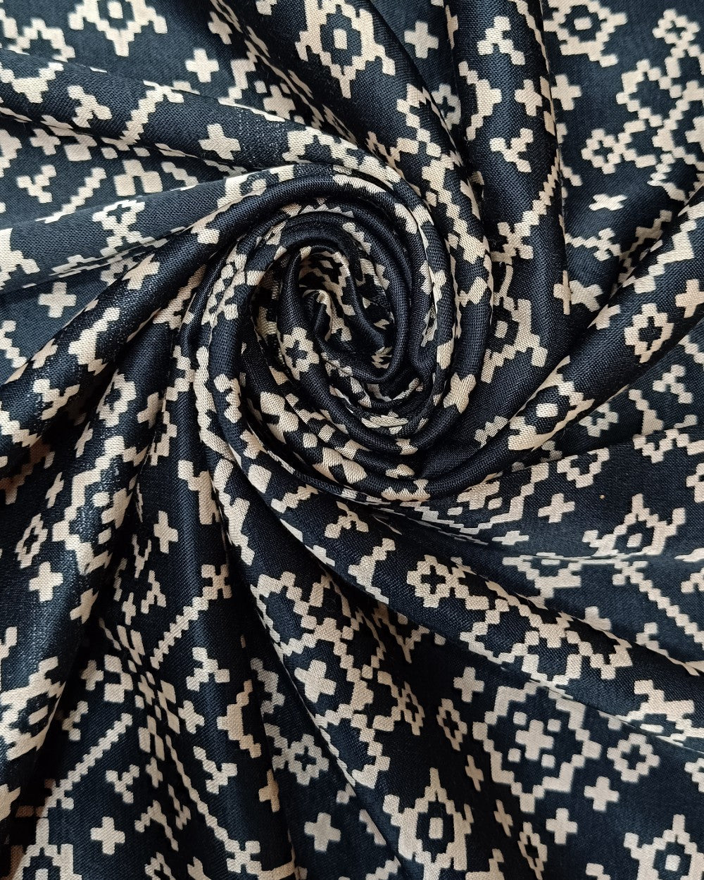 Printed Gajji Silk Navy Blue Colour 44 Inches Width