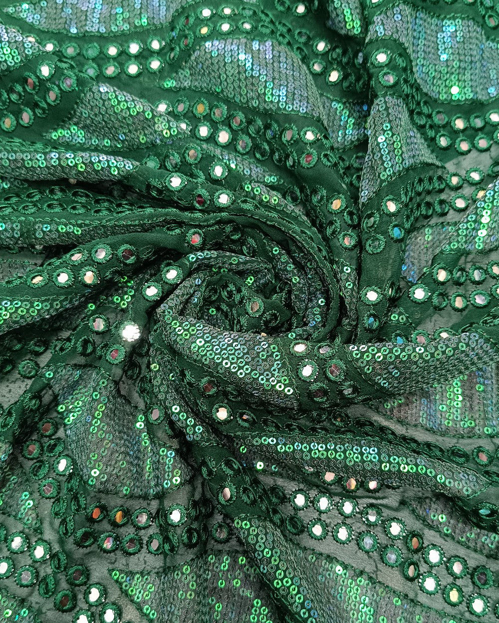 Georgette Abla Work Bottle Green Colour 42 Inches Width