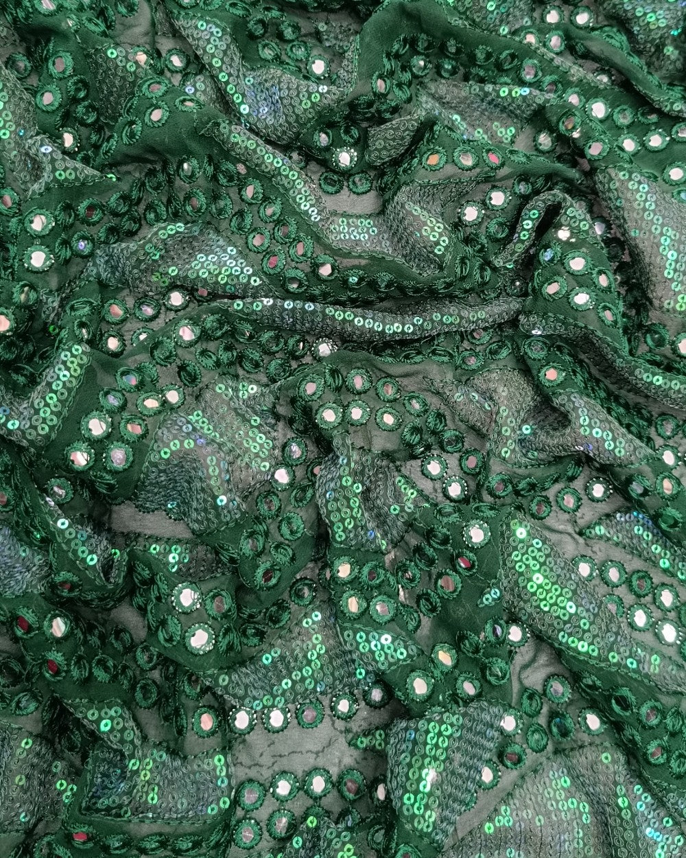 Georgette Abla Work Bottle Green Colour 42 Inches Width
