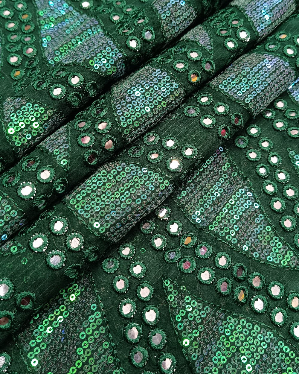 Georgette Abla Work Bottle Green Colour 42 Inches Width