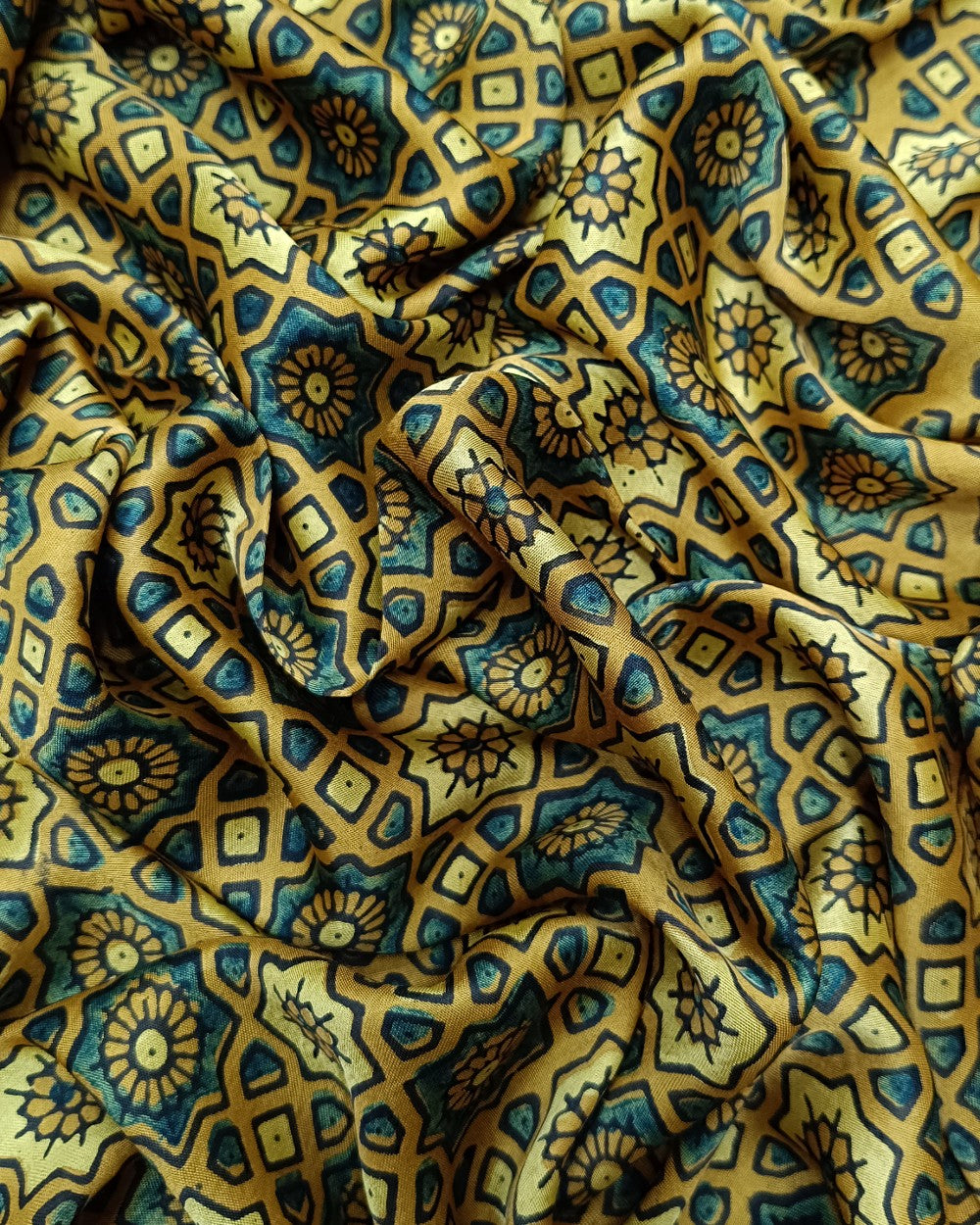 Printed Gajji Silk Mustard Colour 46 Inches Width