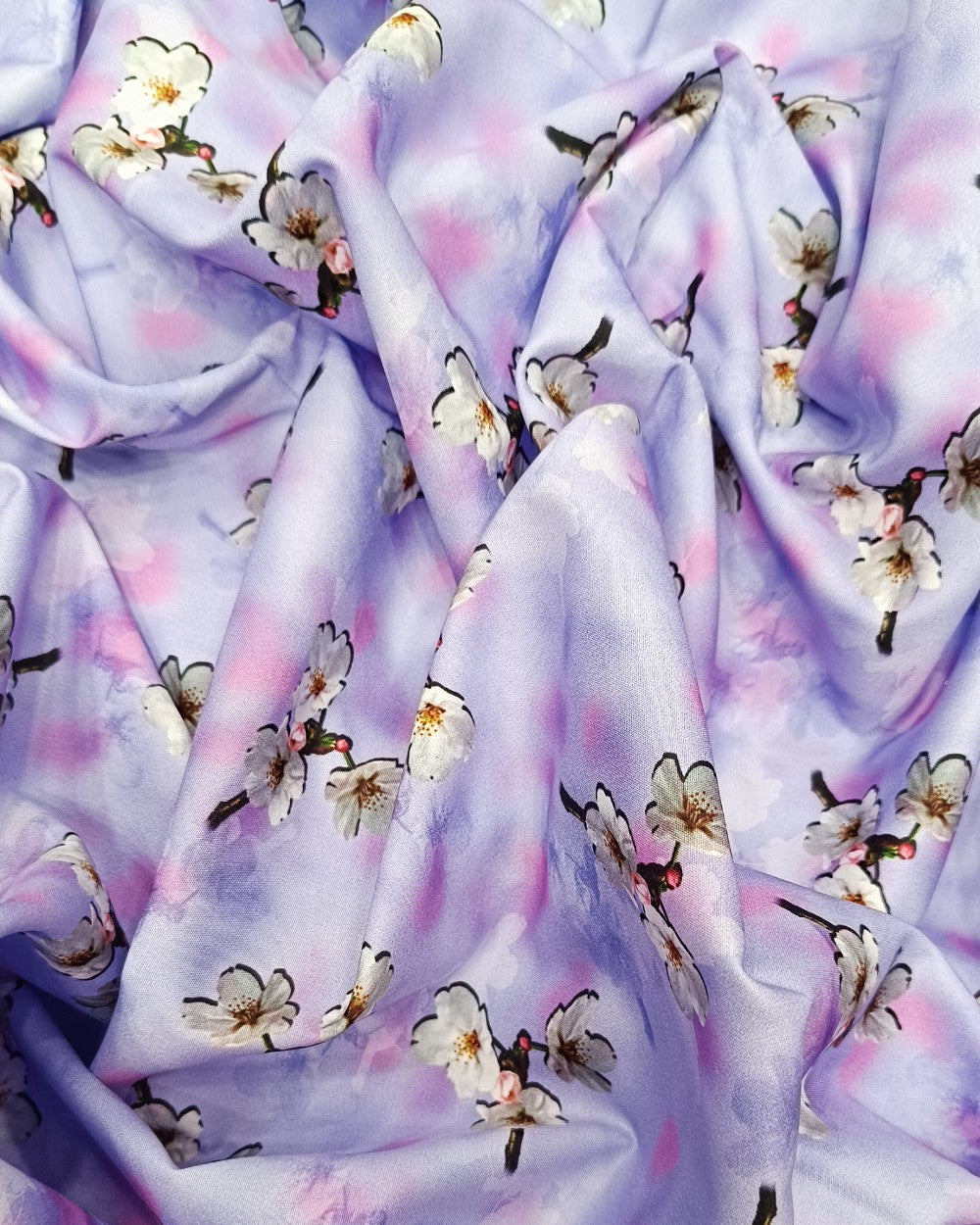 Printed Crepe Digital Purple Colour 45 Inches Width