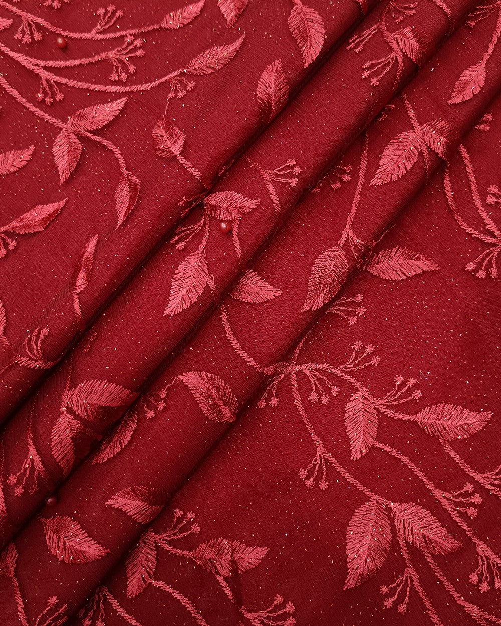 Moti Net Work Maroon Colour 42 Inches Width