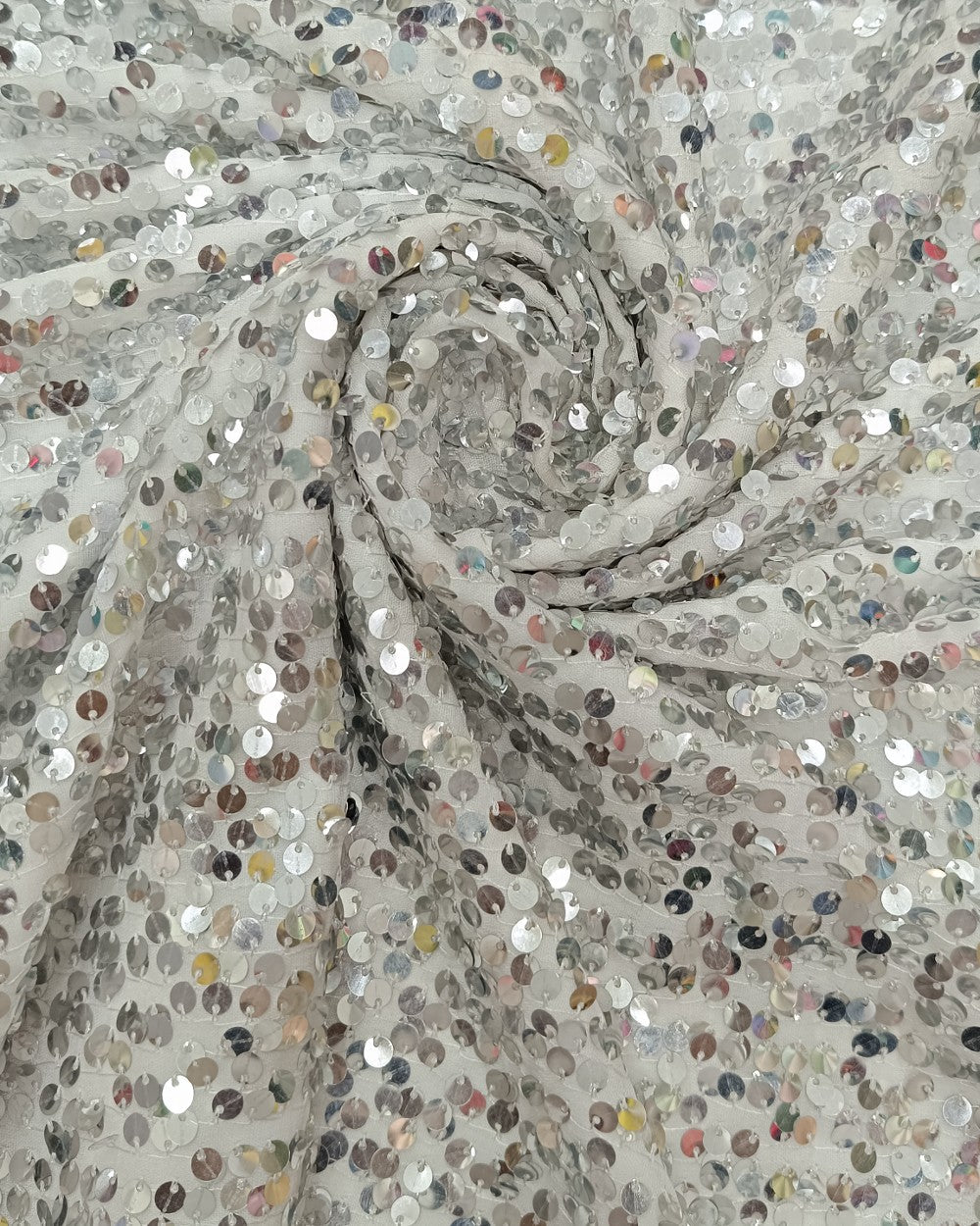 Georgette Sequin White Colour 38 Inches Width