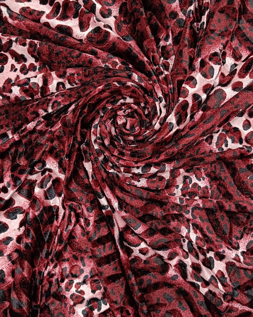 Printed Velvet Wine Colour 63 Inches Width