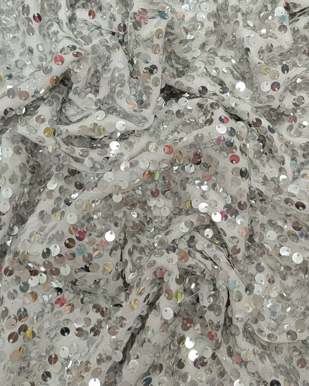 Georgette Sequin White Colour 38 Inches Width