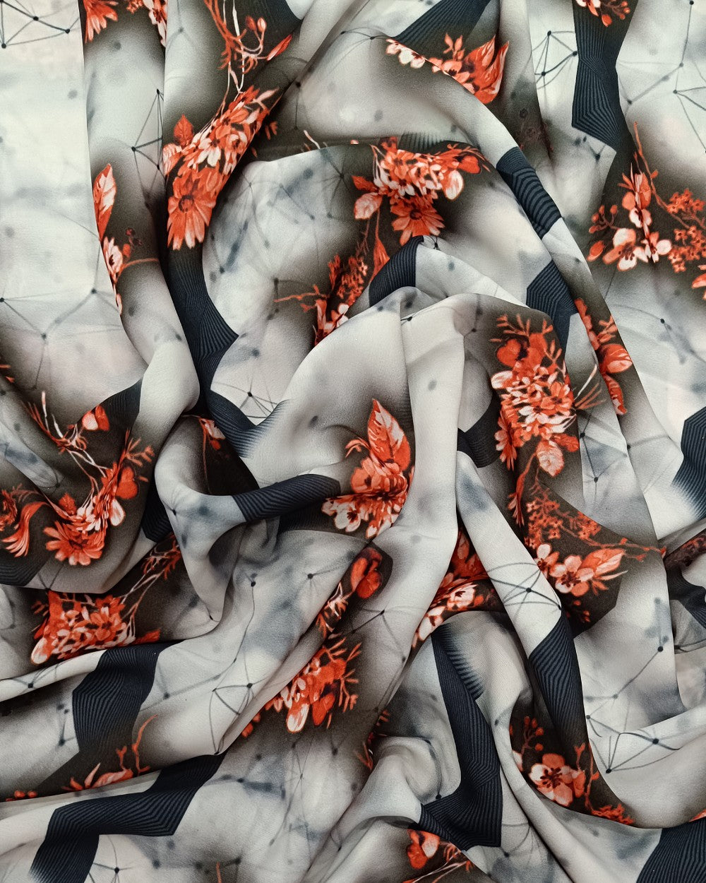 Printed Fiona White Colour 44 Inches Width