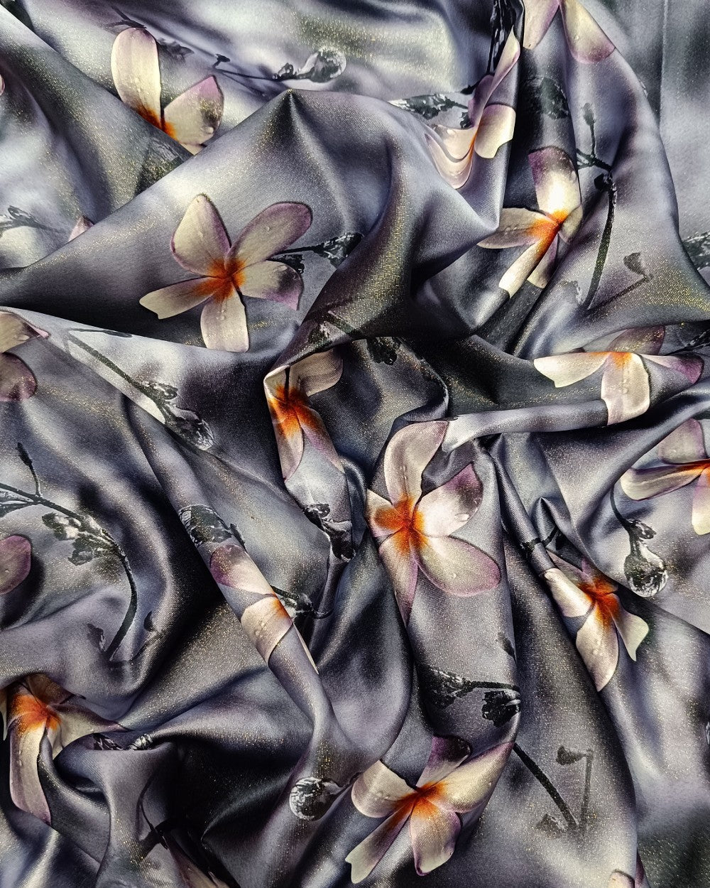 Printed Zari Digital Grey Colour 44 Inches Width
