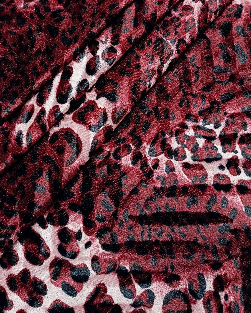 Printed Velvet Wine Colour 63 Inches Width