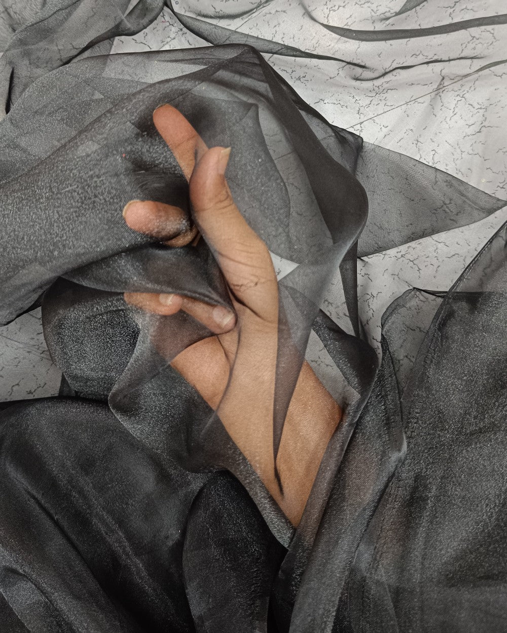 Plain Organza Black Colour 42 Inches Width