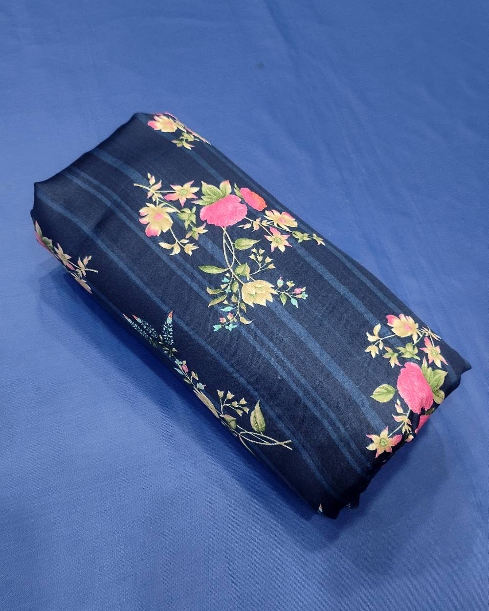 Printed Glaze Cotton Navy Blue Colour 41 Inches Width