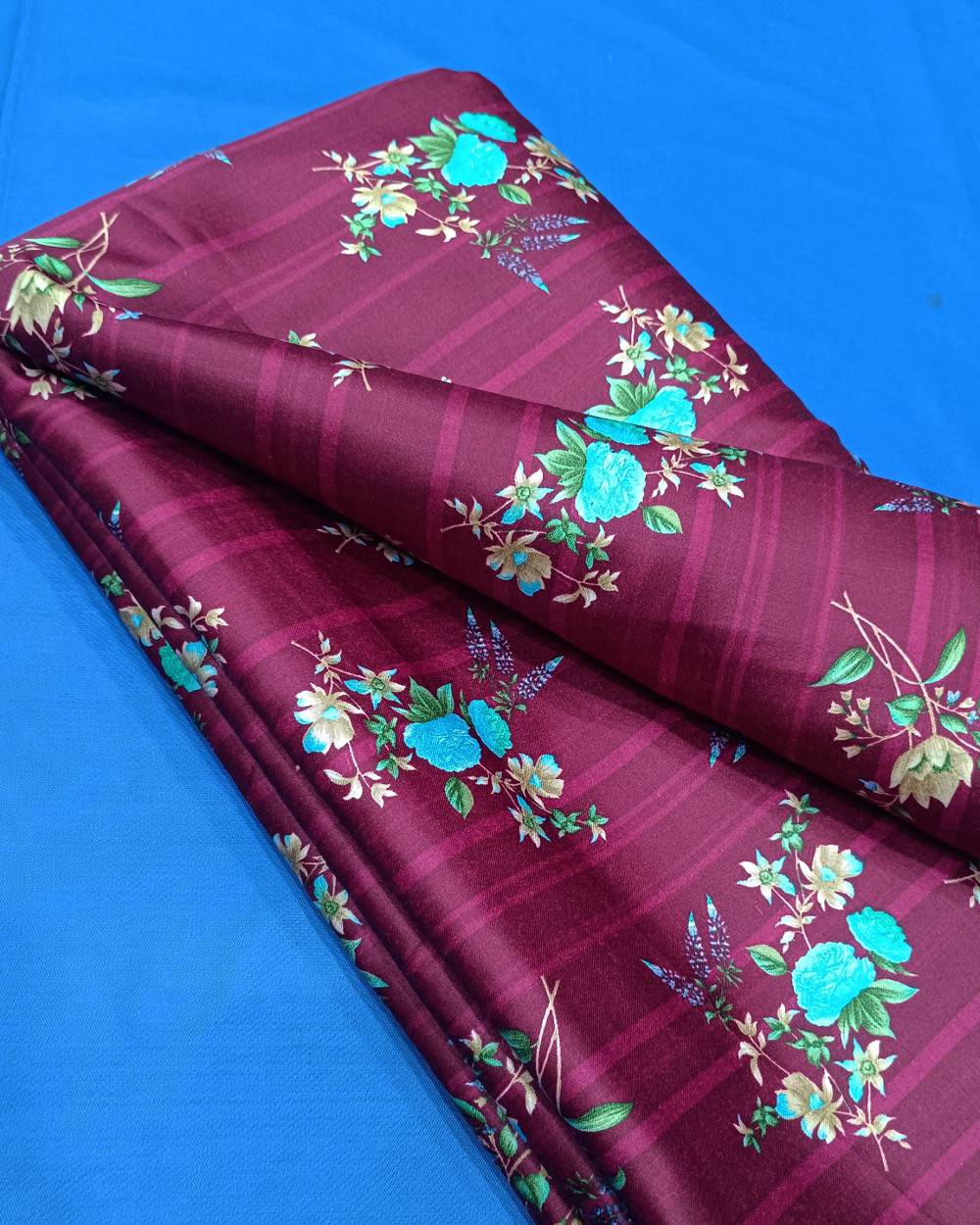 Printed Glazed Cotton Wine Colour 41 Inches Width