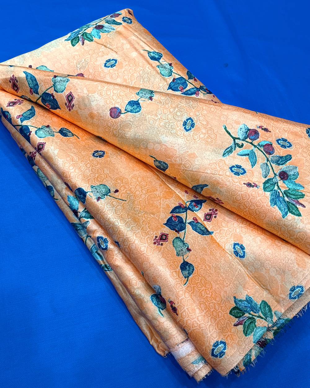 Printed Glazed Cotton Orange Colour 42 Inches Width