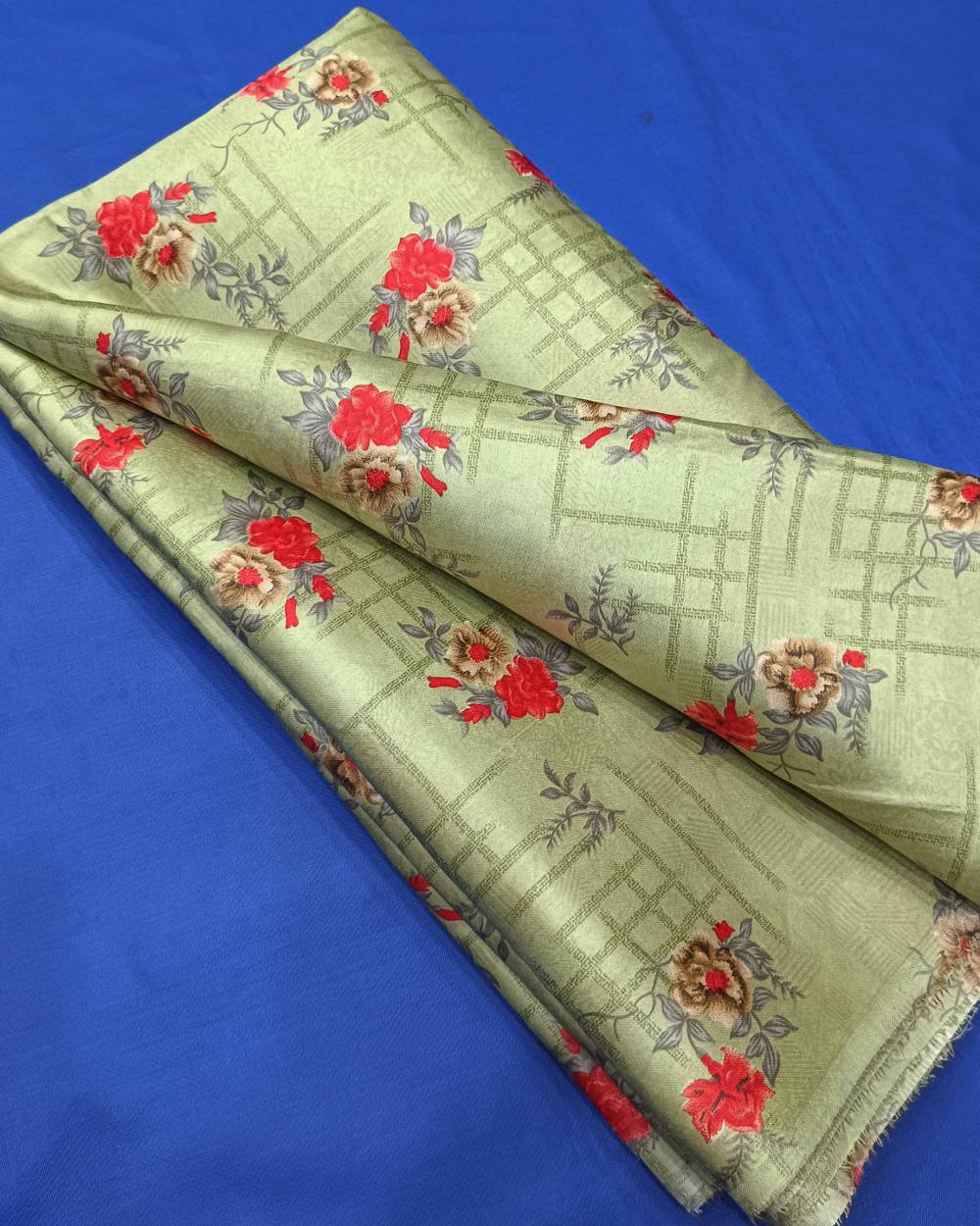 Printed Glazed Cotton Pista Colour 42 Inches Width