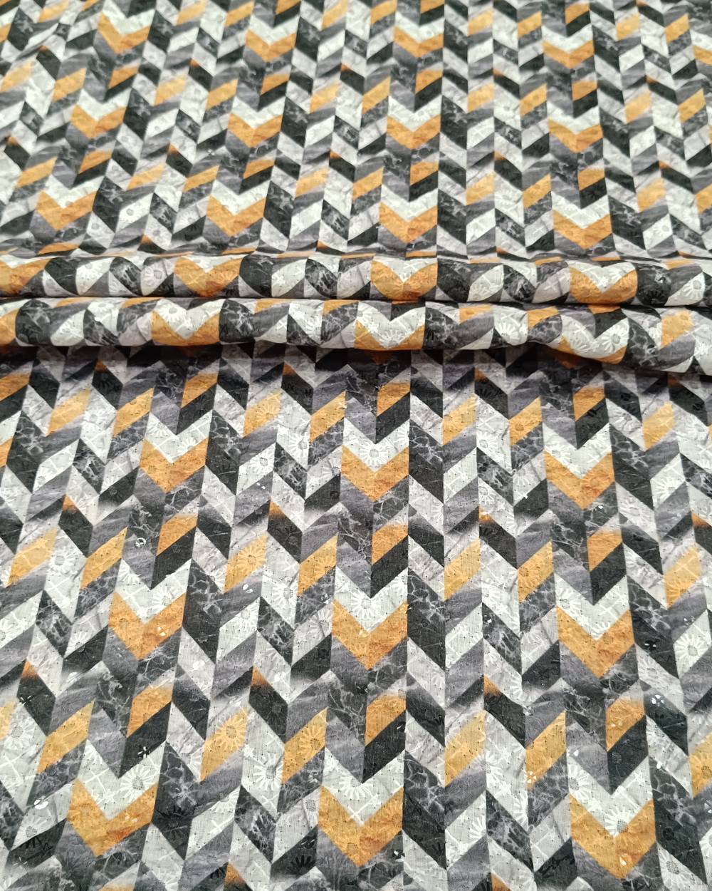 Cotton Chikan Work Digital Print Black Colour 43 Inches Width