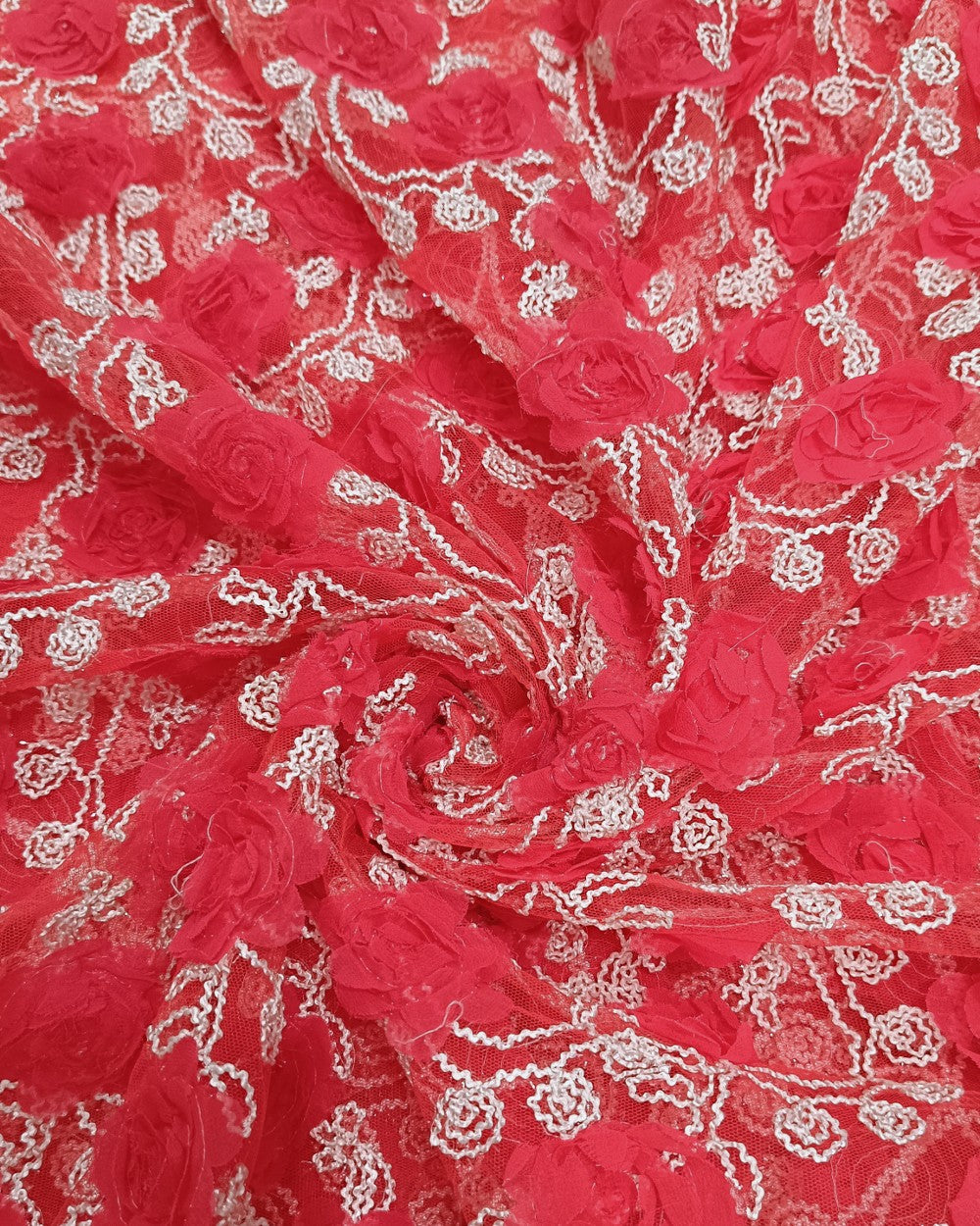 Net Work Dark Peach Colour 54 Inches Width