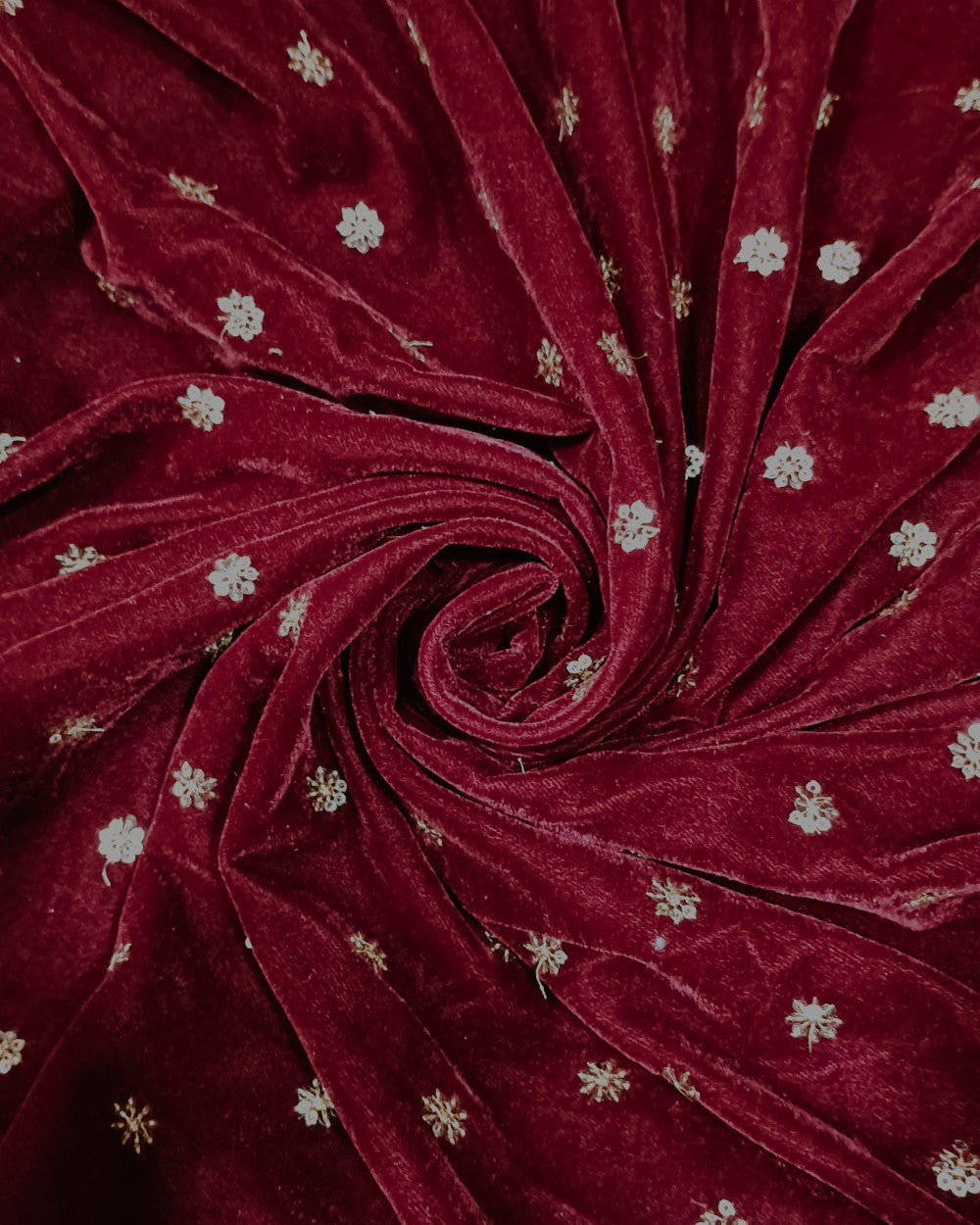 Velvet Work Maroon Colour 45 Inches Width