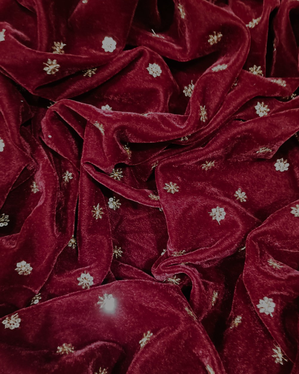 Velvet Work Maroon Colour 45 Inches Width