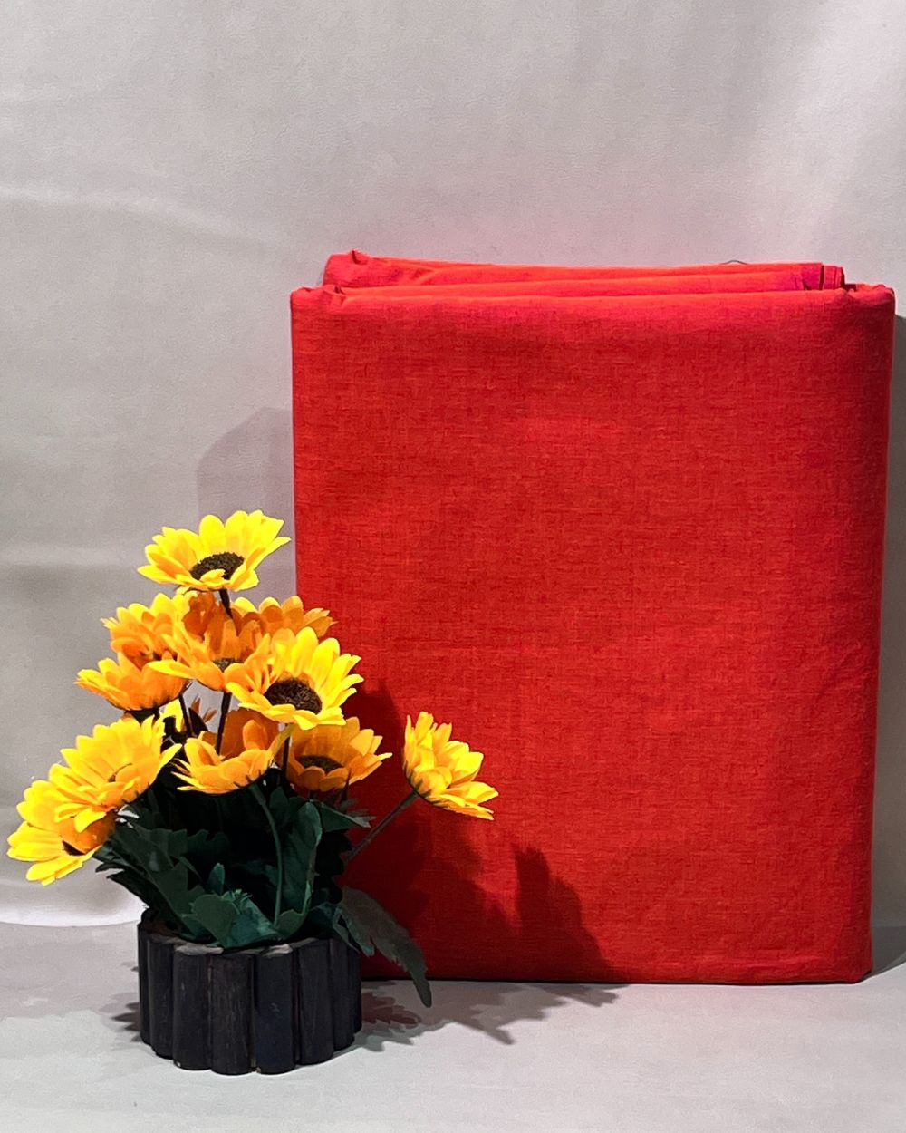 Plain Khadi Cotton Fabric Orange Colour 45 Inches Width