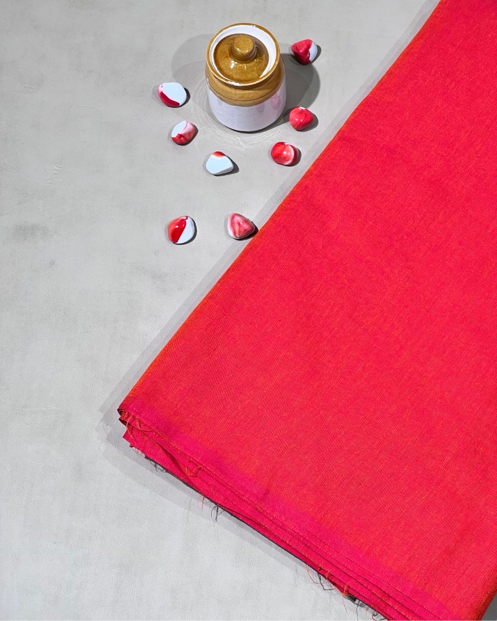 Plain Khadi Cotton Fabric Orange Colour 45 Inches Width