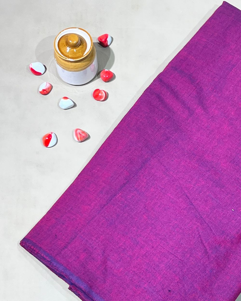 Plain Khadi Cotton Fabric Dark Purple Colour 45 Inches Width