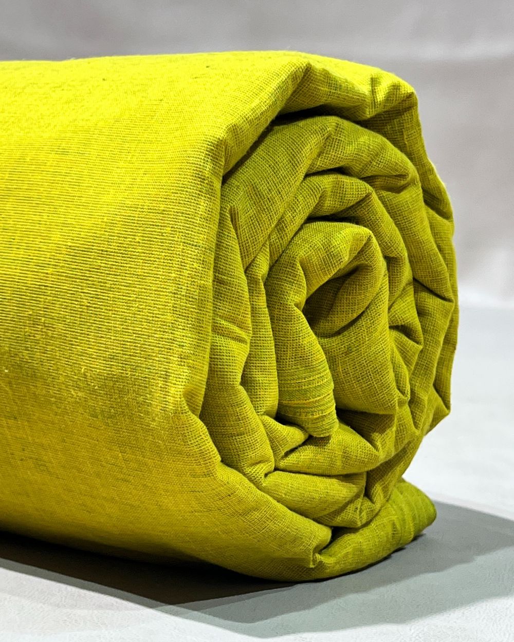 Plain Khadi Cotton Fabric Lemon Yellow Colour 45 Inches Width