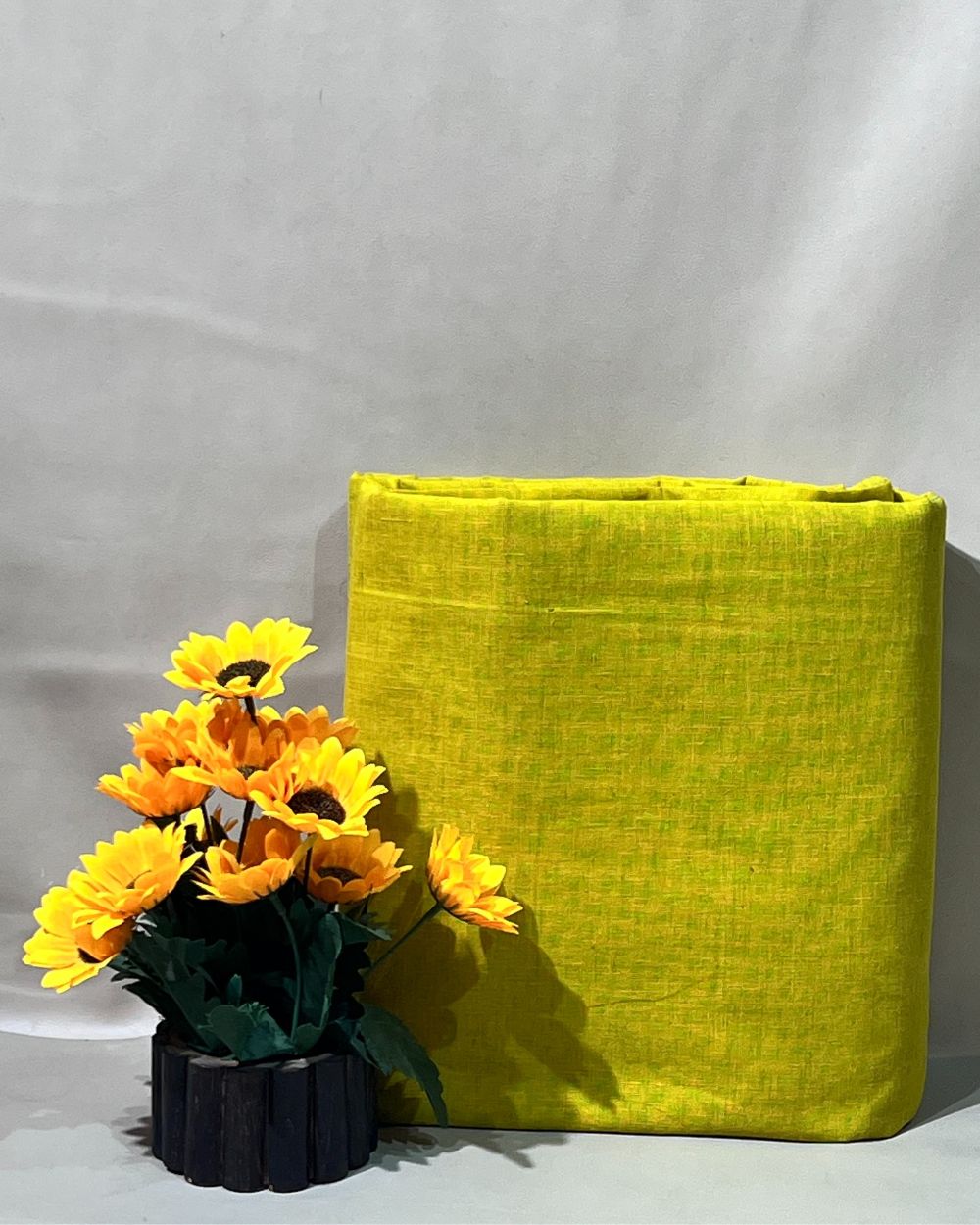 Plain Khadi Cotton Fabric Lemon Yellow Colour 45 Inches Width