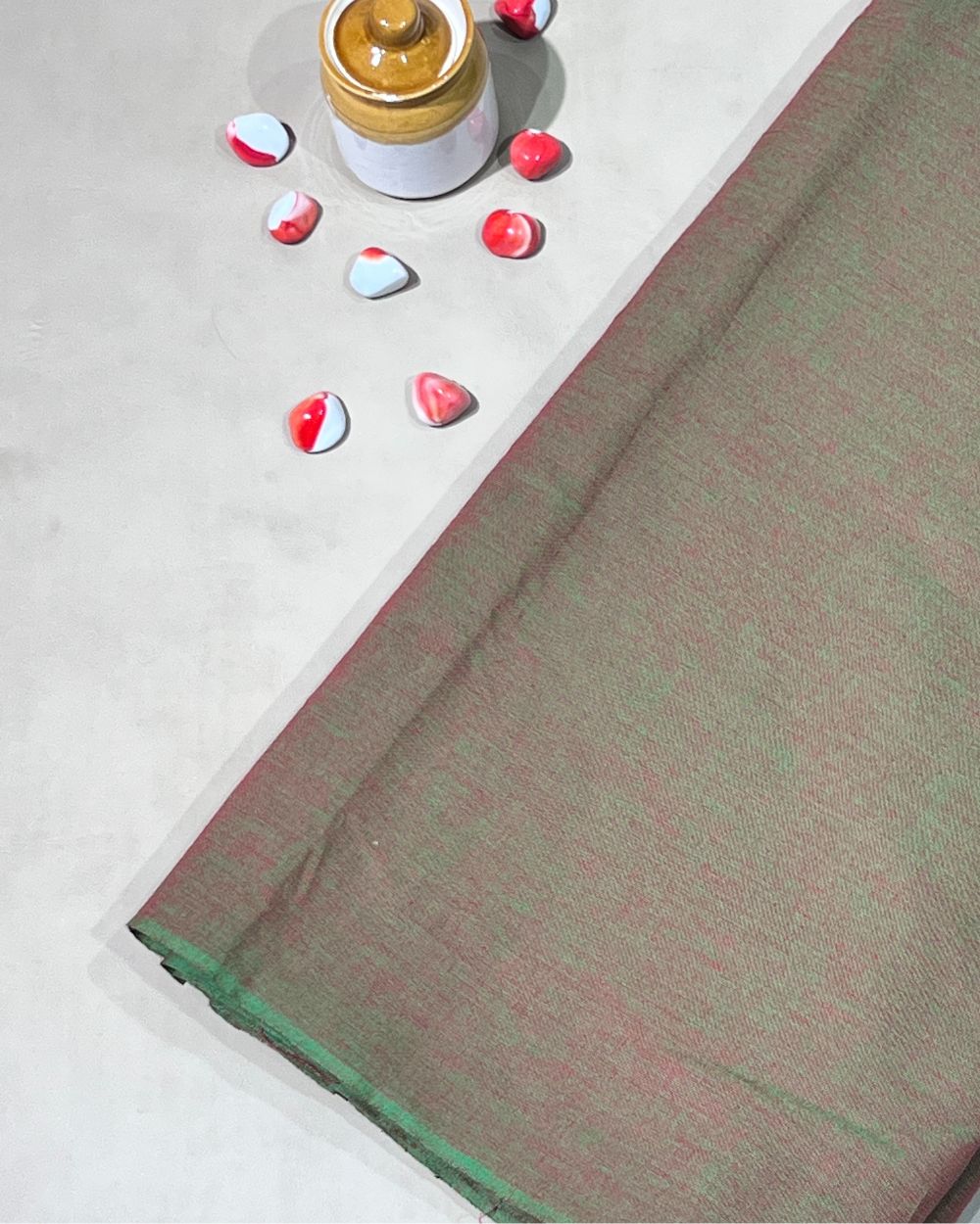 Plain Khadi Cotton Fabric Mehandi Green Colour 45 Inches Width