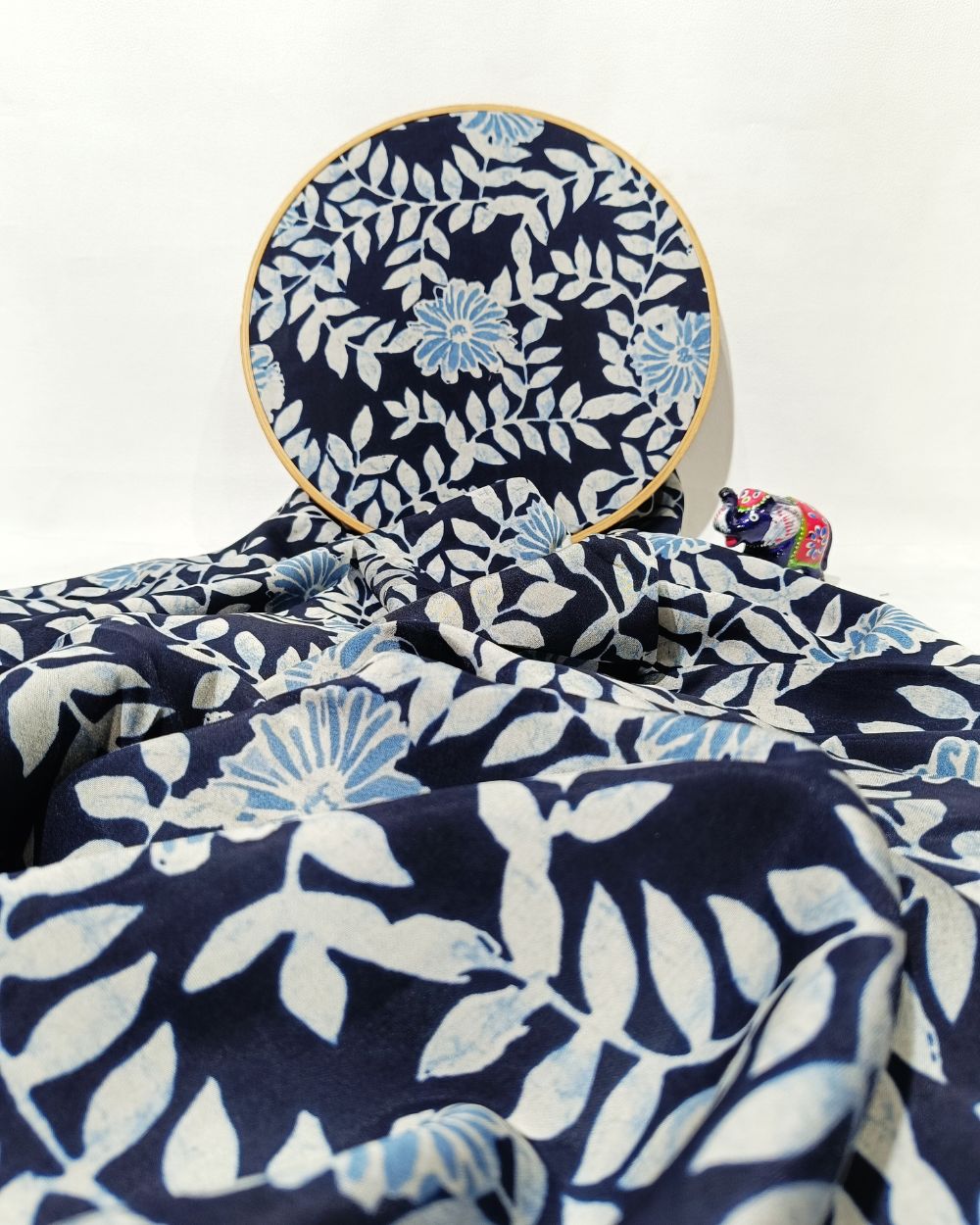 Printed Muslin (Foil) Navy Blue Colour 42 Inches Width
