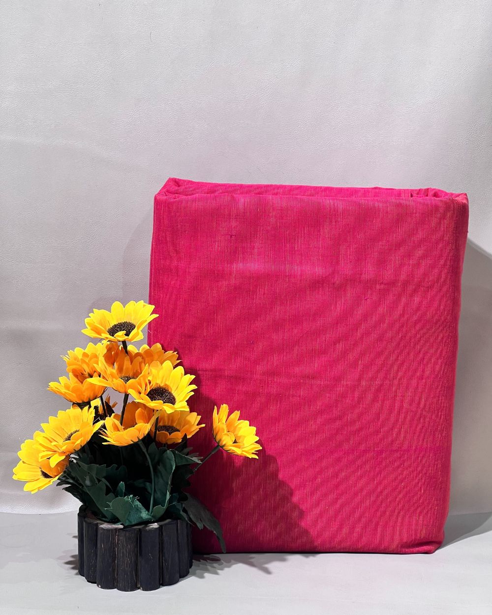 Plain Khadi Cotton Fabric Pink Colour 45 Inches Width