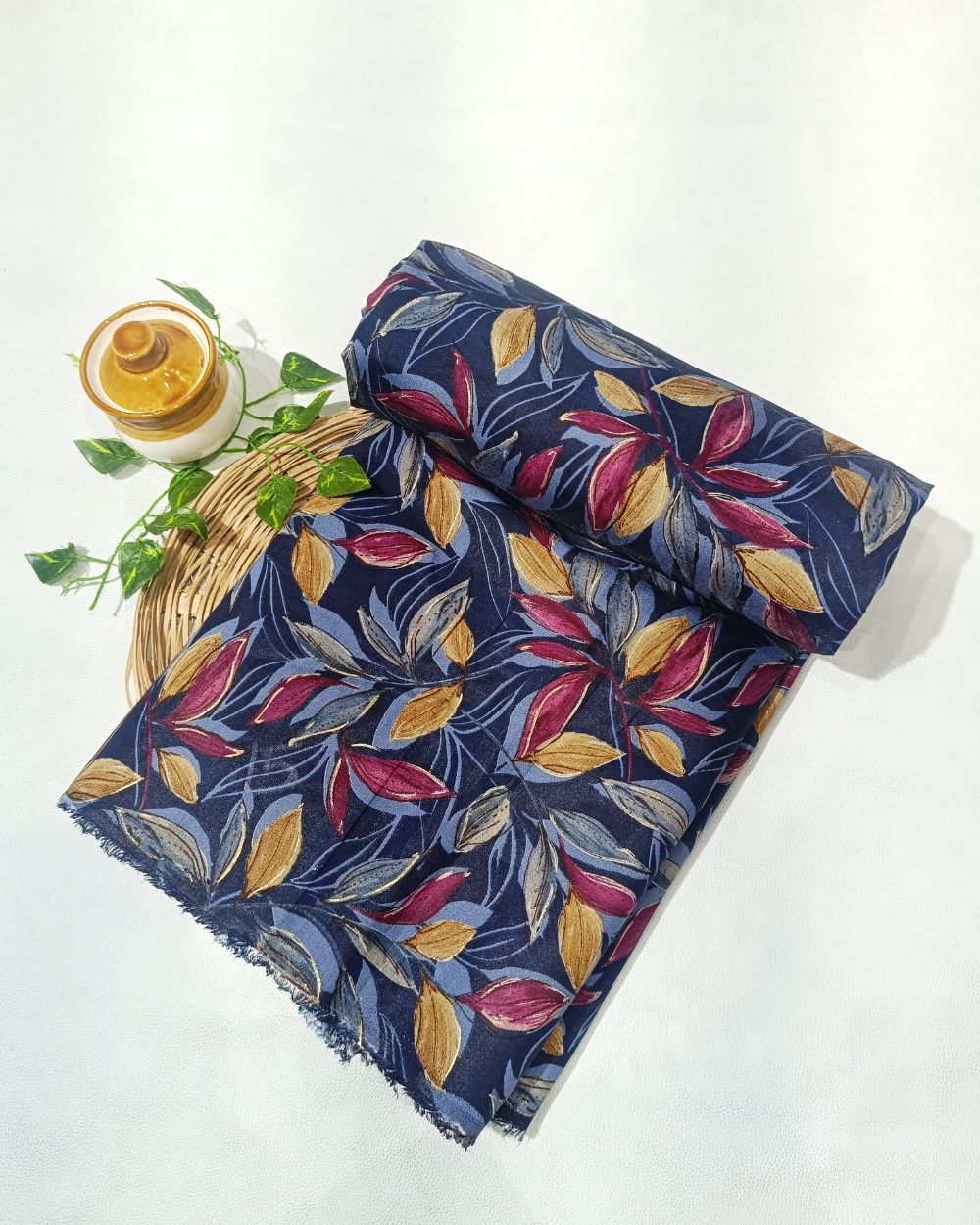 Printed Muslin (Foil) Navy Blue Colour 42 Inches Width