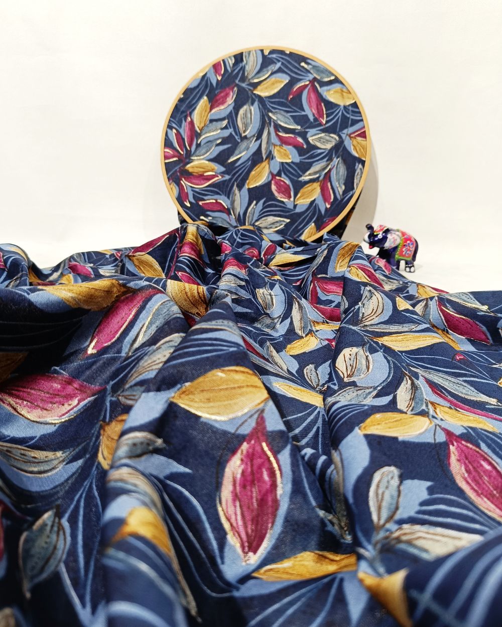 Printed Muslin (Foil) Navy Blue Colour 42 Inches Width