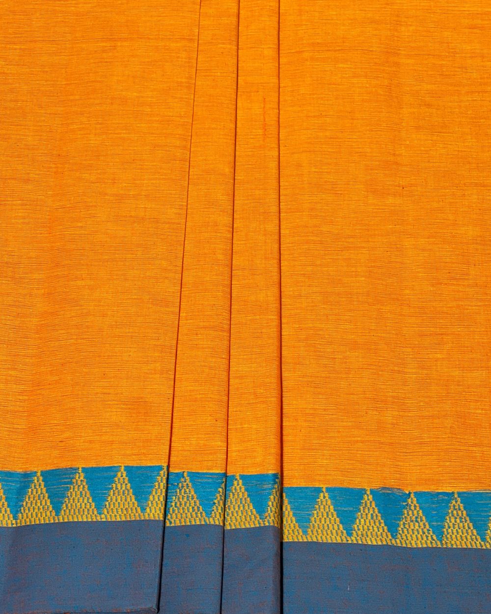 Khadi Cotton Fabric with Border Mango Yellow Colour 44 Inches Width