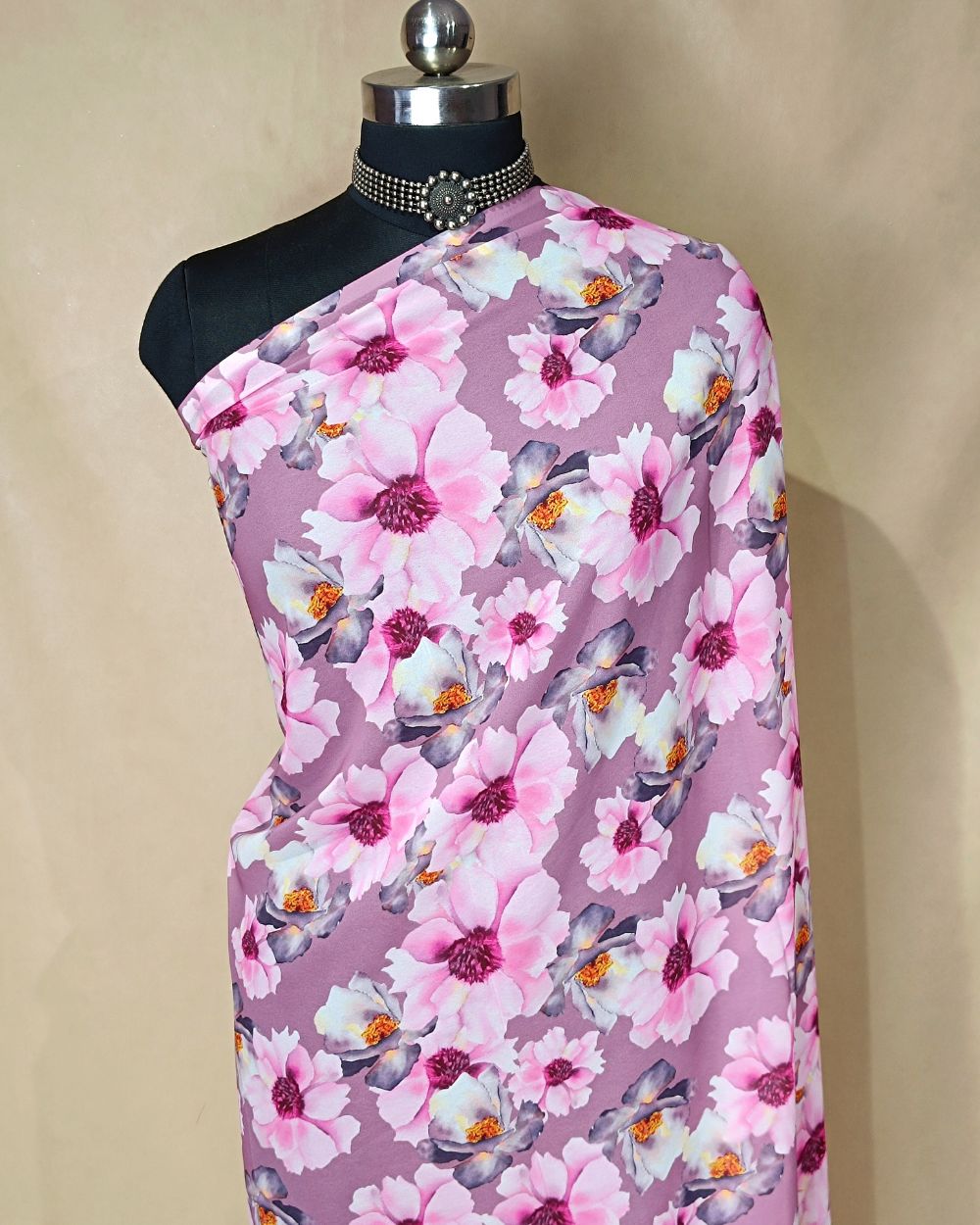 Fox Georgette Digital Print Pastel Pink Colour 48 Inches Width