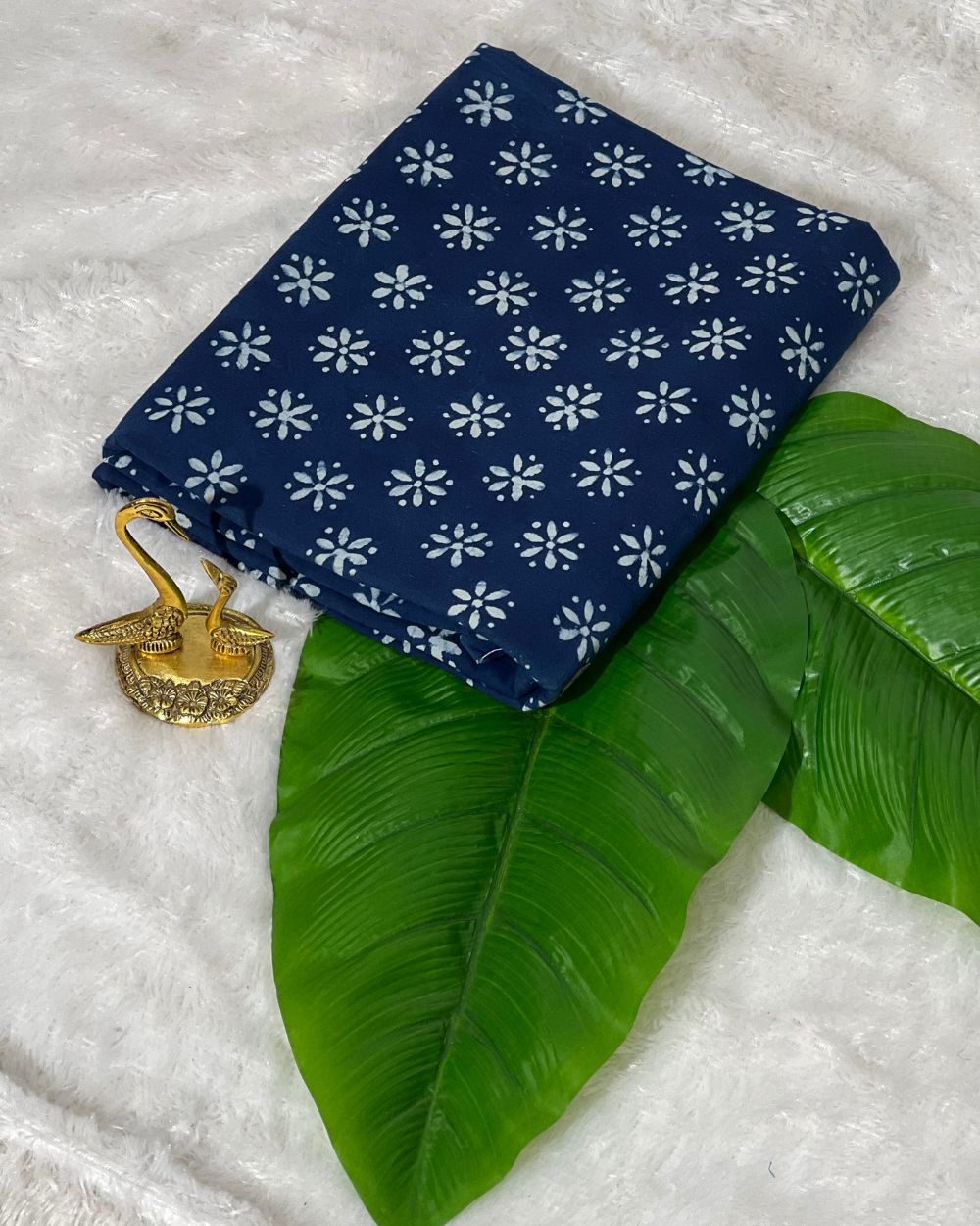 Hand Block Printed Cotton Indigo Blue Colour 44 Inches Width