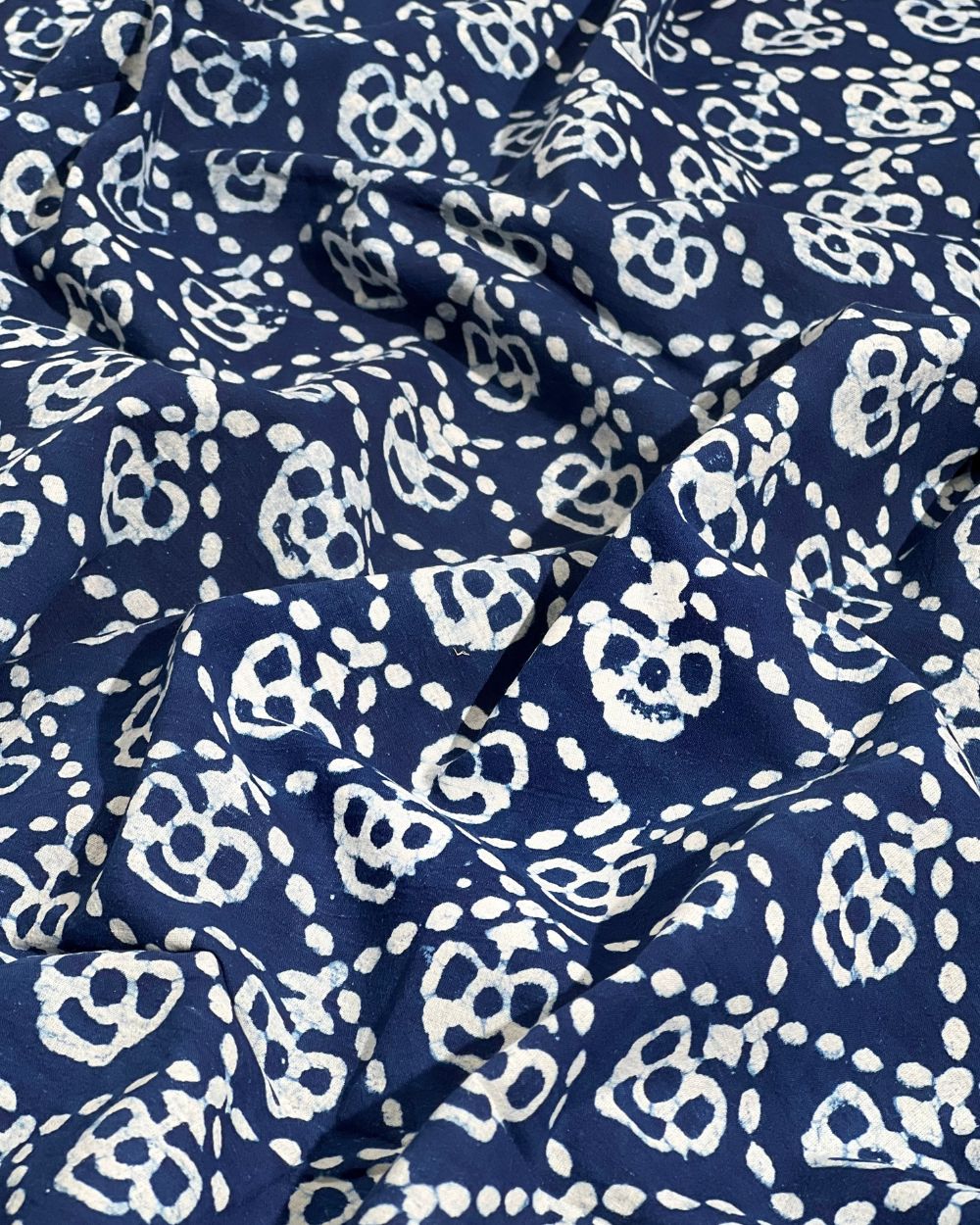 Hand Block Printed Cotton Indigo Blue Colour 44 Inches Width