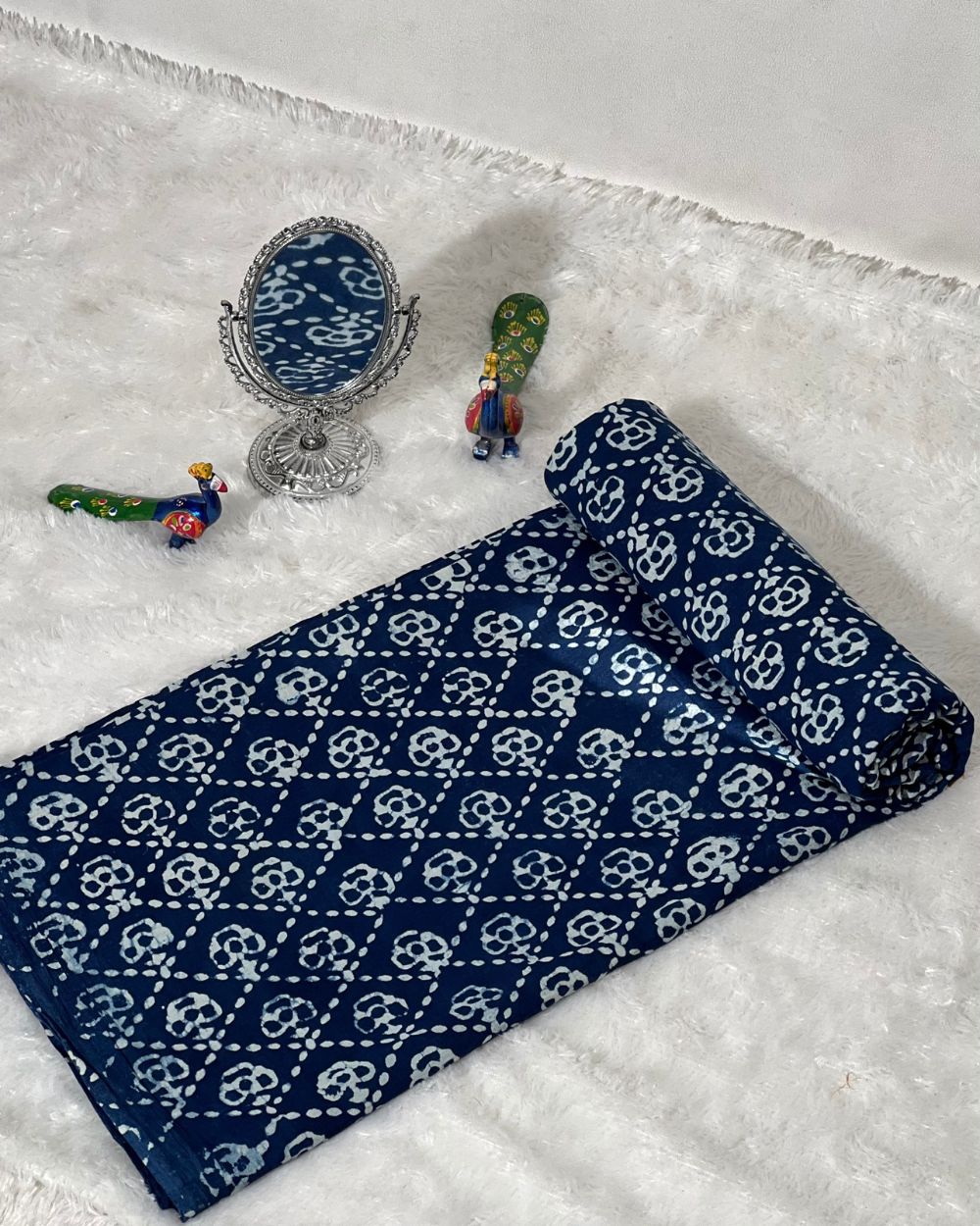 Hand Block Printed Cotton Indigo Blue Colour 44 Inches Width