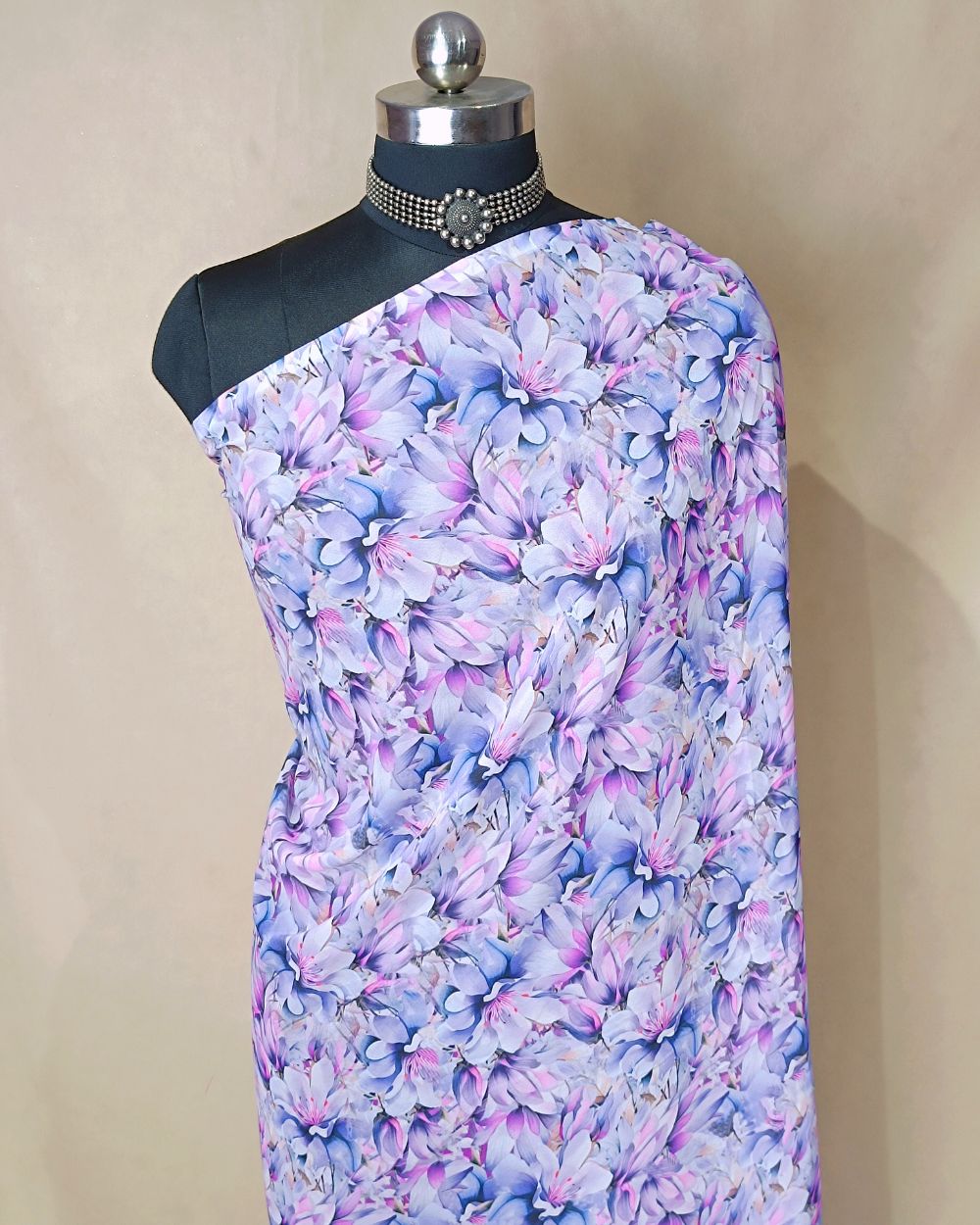 Fox Georgette Digital Print Purple Lavender Colour 48 Inches Width