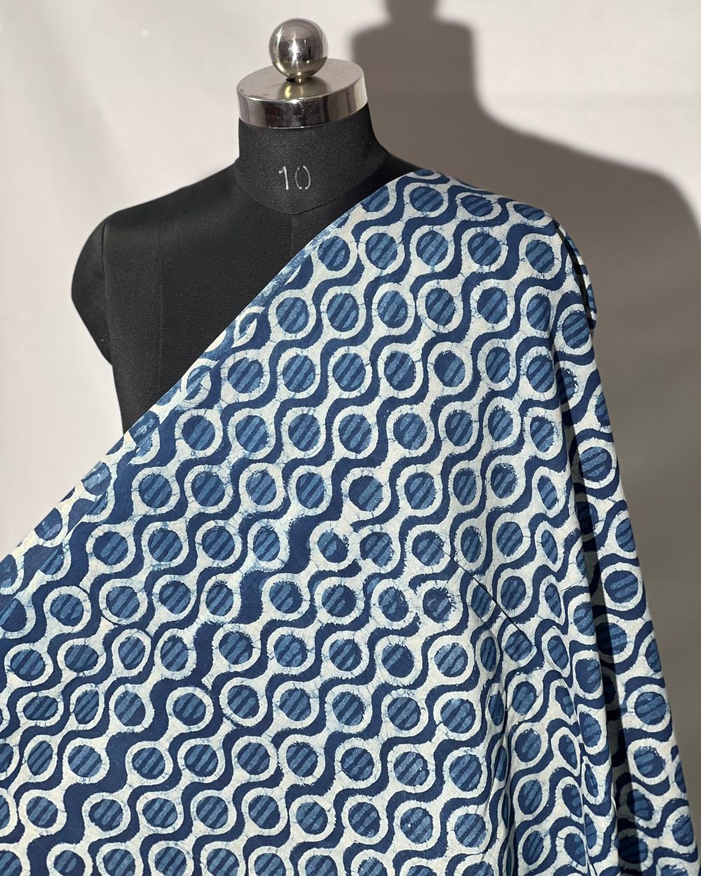 Hand Block Printed Cotton Indigo Blue Colour 44 Inches Width