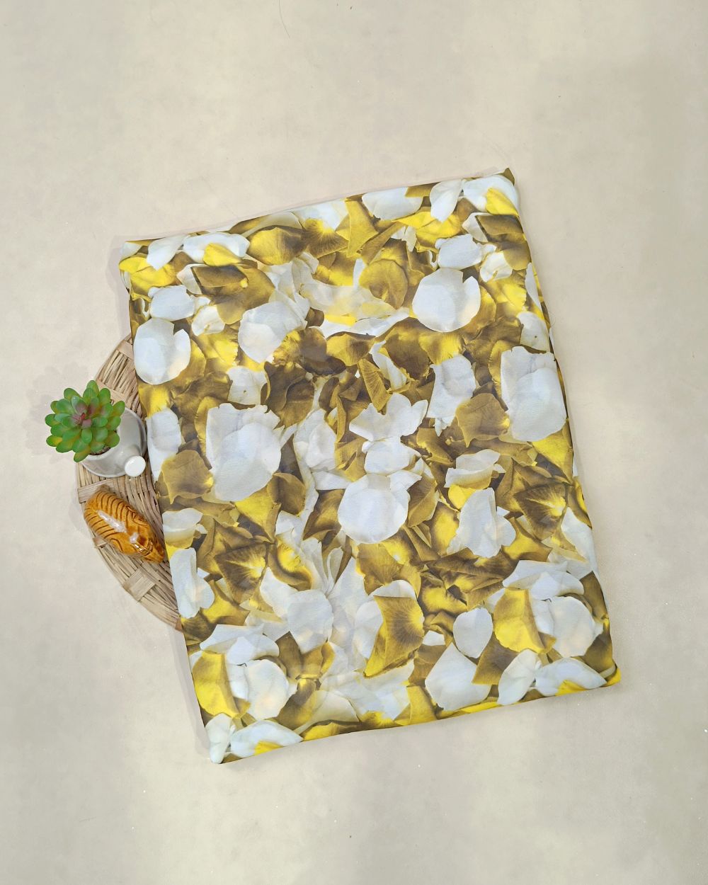 Fox Georgette Digital Print Olive Yellow Colour 48 Inches Width