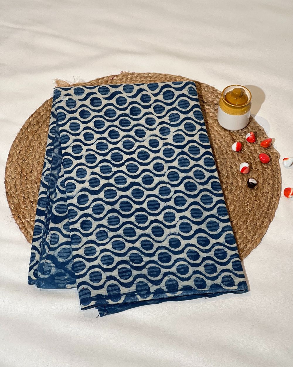 Hand Block Printed Cotton Indigo Blue Colour 44 Inches Width