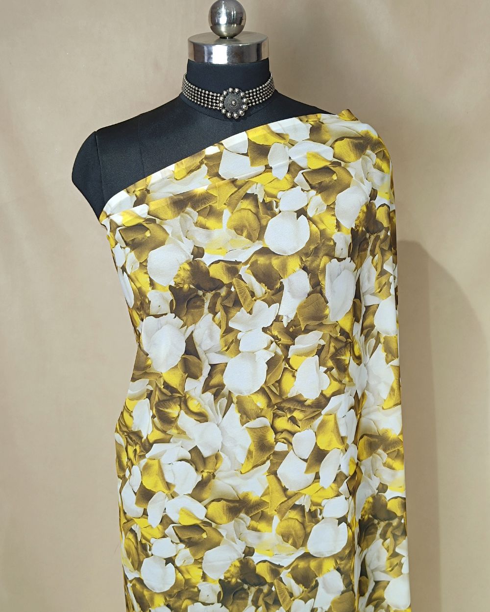 Fox Georgette Digital Print Olive Yellow Colour 48 Inches Width
